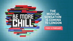 colourful striped background, with wording in white captials